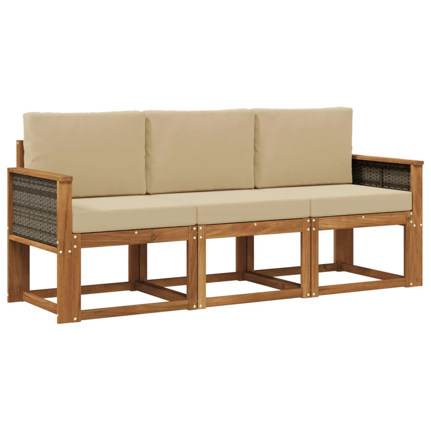 vidaXL Outdoor-Sofagarnitur mit Kissen 3 Stk Natur 3384949