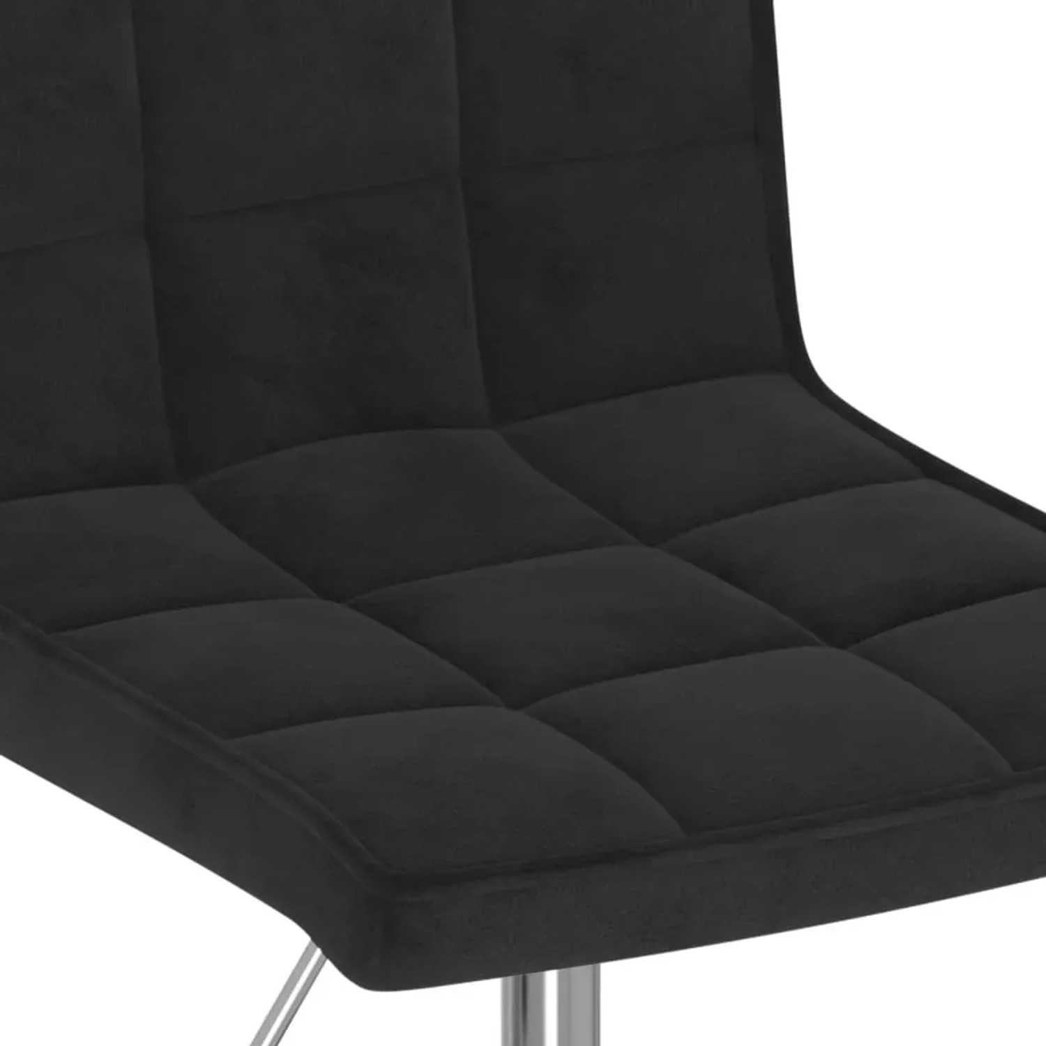 Detailansicht: Schwarzer Samt Drehstuhl mit Steppung für Esszimmer.