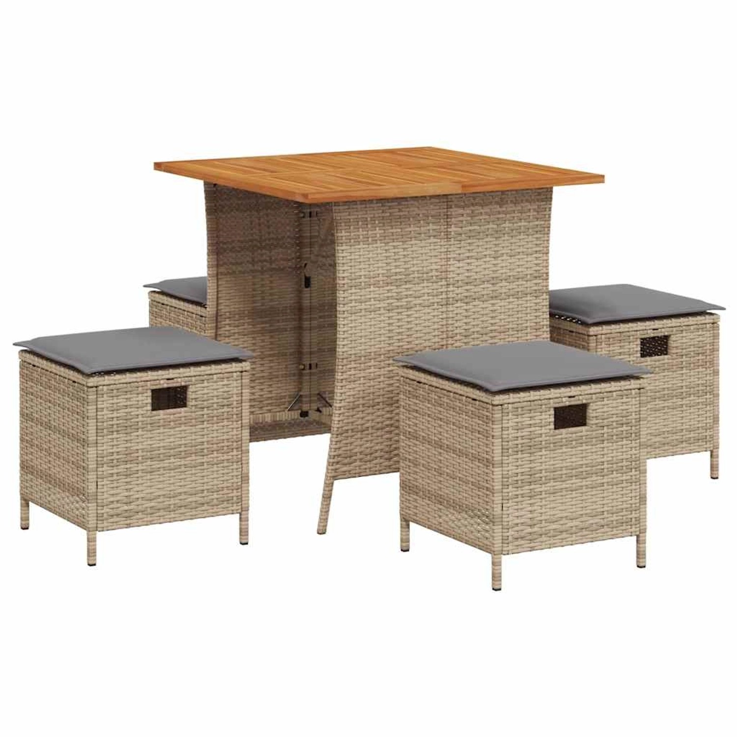 vidaXL 5-Tlg Garten-Essgruppe mit Kissen Beige Poly Rattan 365423 günstig online kaufen