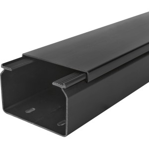 Schwarzer Kabelkanal, 60x40 mm, 2 m Länge. Ideal zur Kabelverlegung im Innen- und Außenbereich.