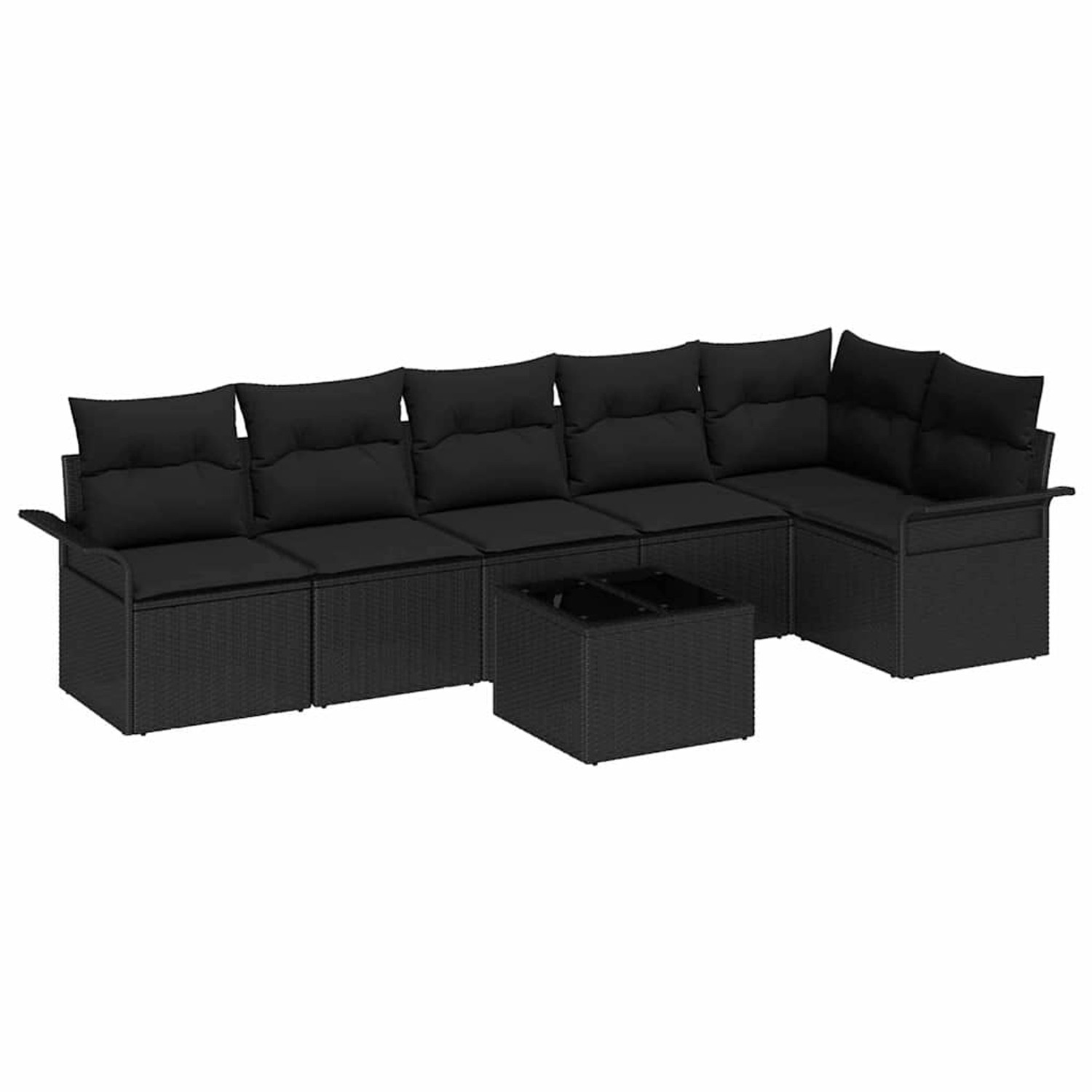 vidaXL Garten-Sofa-Set mit Kissen 7-Tlg Schwarz Poly Rattan 3345393 günstig online kaufen
