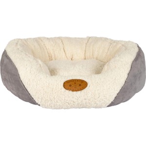 Graues Heimtierbett Banbury, 75x60x22cm, mit weichem, hellem Fellimitat innen.