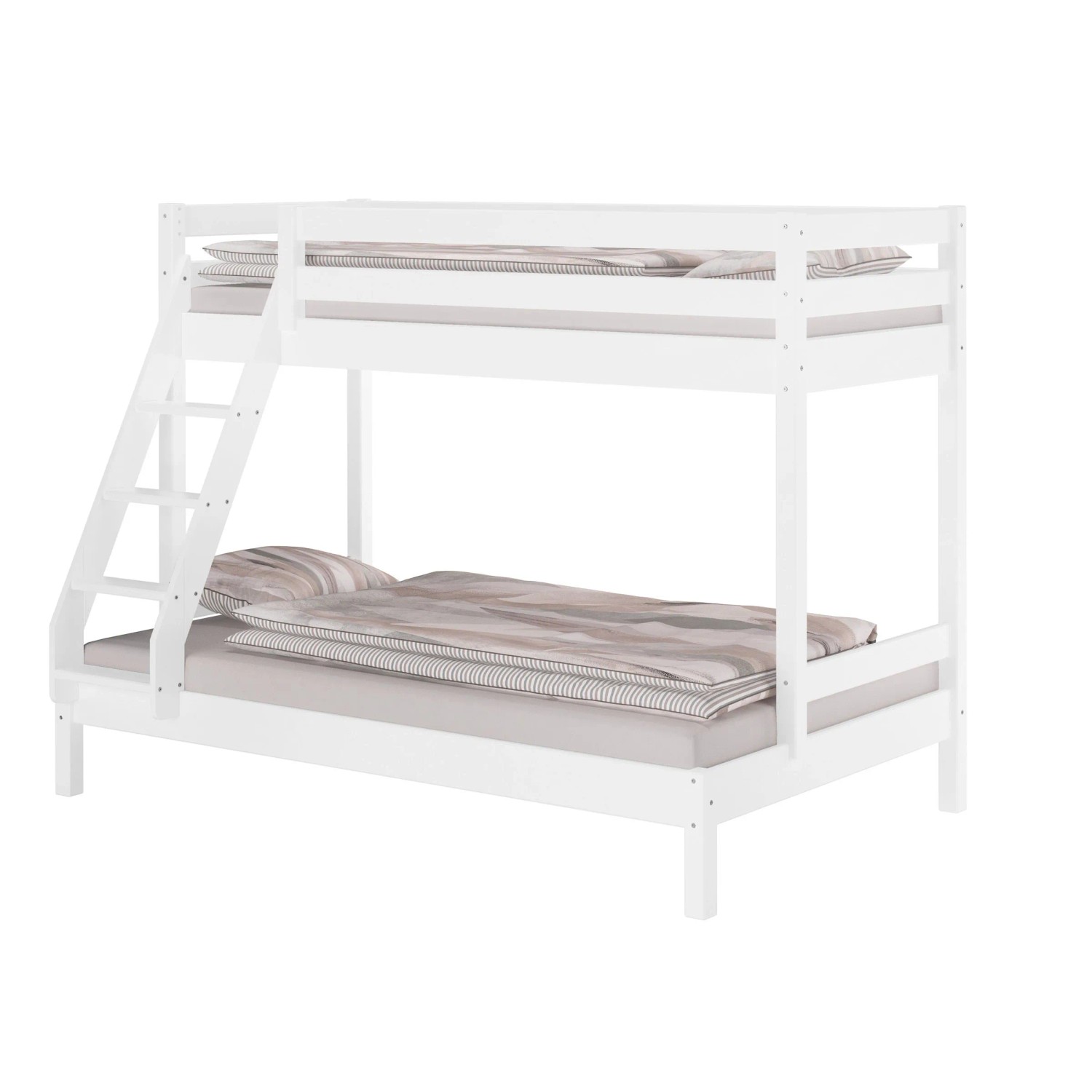 Erst-Holz Doppel Stockbett 80 x 200 cm / 120 x 200 cm für Erwachsene Weiß Modell 18 ohne Zubehör