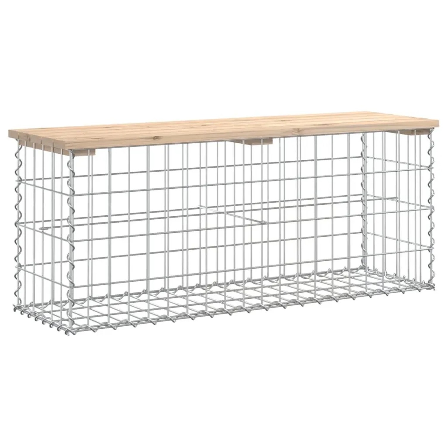 DELUKE Gartenbank Gabionen BIKS Aus Stahl 103x31,5x42cm Kiefernholz Natur Gabionenbank Gabionengitter Ziergabione