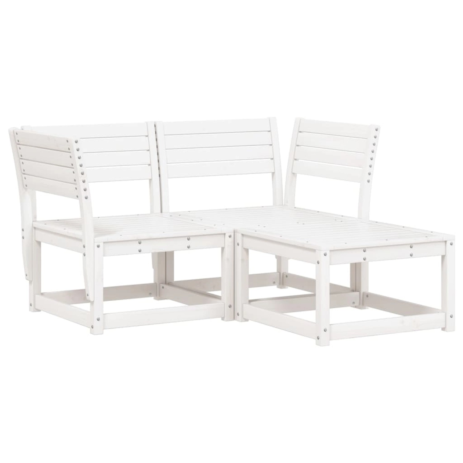 vidaXL 3-Tlg Garten-Sofagarnitur Weiß Massivholz Kiefer 3216986
