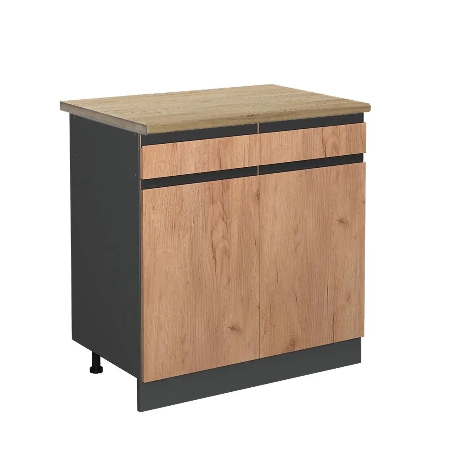 Vicco Küchenunterschrank R-Line Goldkraft Eiche Anthrazit 80 cm J-Shape AP Eiche mit Anthrazit Korpus Opt2