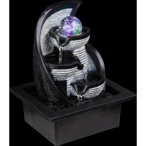 Grauer Globo LED-Zimmerbrunnen Albert aus Kunststoff mit RGB-Farbwechsel.