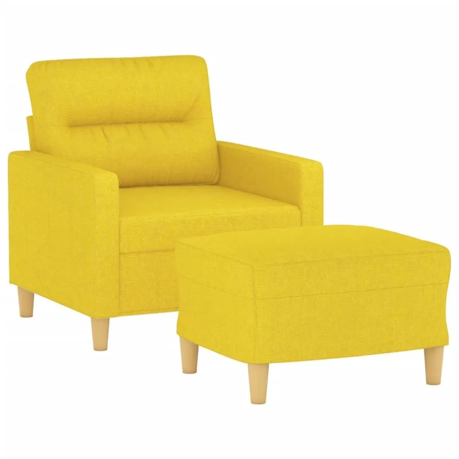 vidaXL Sessel mit Hocker Hellgelb 60 cm Stoff 3201070