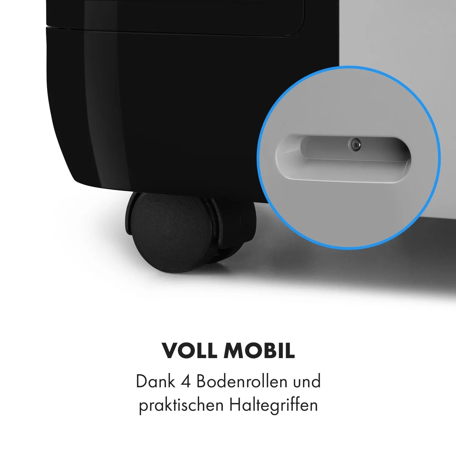 Mobiles Klarstein Klimagerät Grandbreeze Eco 12K mit Rollen und Griff.