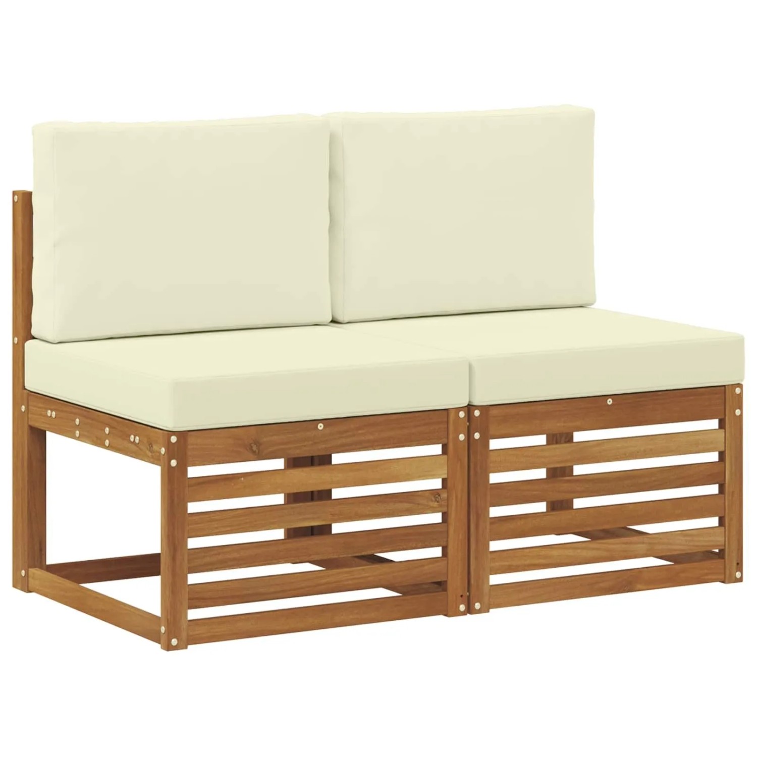vidaXL 2 Stück Outdoor Mittelsofa Massivholz Akazie Natur 900495