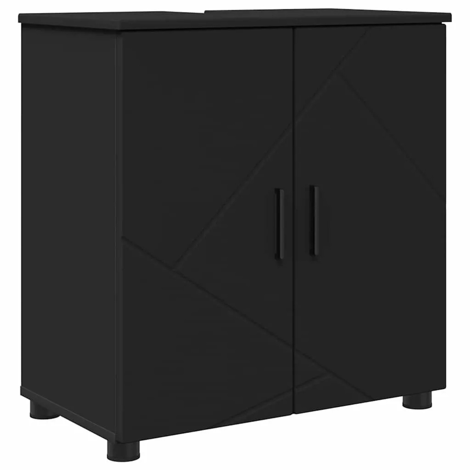 vidaXL Badezimmerschrank mit Speicher mit Tür Schwarz 61 x 35 x 64 cm 88328 günstig online kaufen