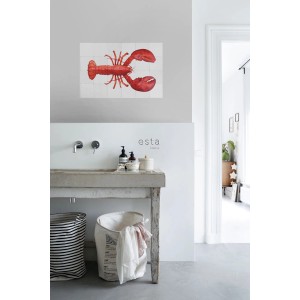 ESTAhome Wandtattoo Hummer Rot (70x46,5cm) an Badezimmerwand.