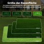 Grafik mit Empfehlungen für Mähroboter Begrenzungskabel: 250m Kabel für Rasenflächen bis 1200m². Zeigt verschiedene Flächengrößen.