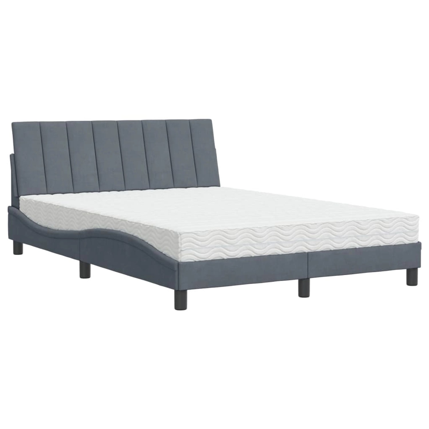 vidaXL Bett mit Matratze Dunkelgrau 140x190 cm Samt Modell 12008800
