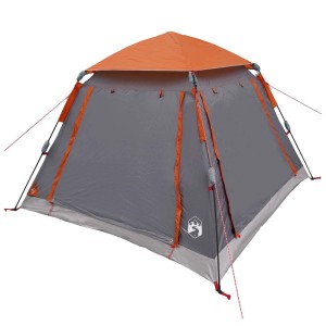 vidaXL Sofort-Zelt, grau/orange, für 3 Personen mit Regenhaube. Camping & Outdoor Zubehör.