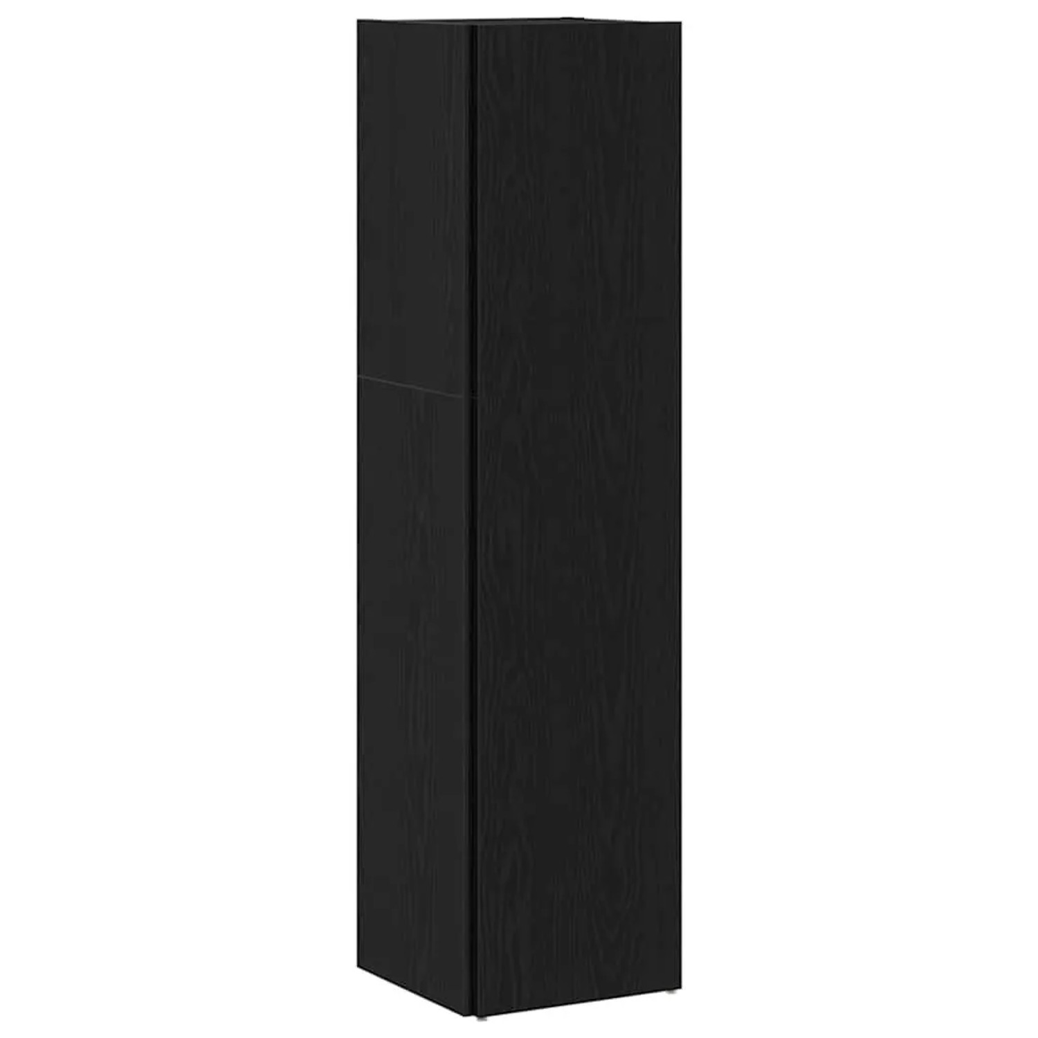 Eckregal in Schwarz Eichen-Optik, 132 cm hoch, für Wohnzimmer.