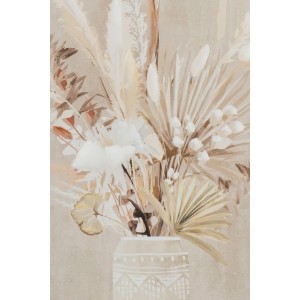 Art Universe Leinwandbild: Trockenblumen in beiger Vase, Naturmotiv in warmen Erdtönen. Handgemalte Deko für Wohnaccessoires.