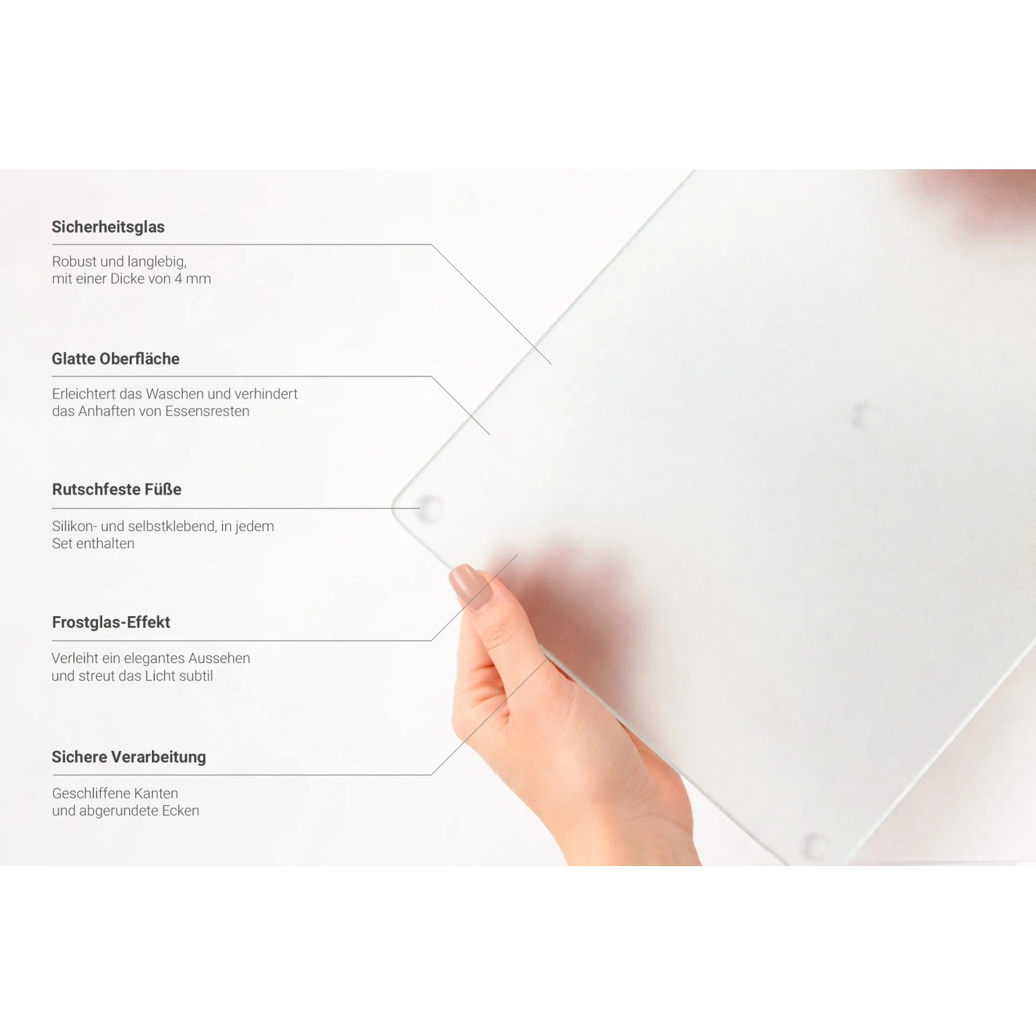 Tulup Schneidebrett Satiniertes Glasschneidebrett 40x34 cm Sechseckiges Schneidebrett Halbdurchsichtiges Schneidebrett_4