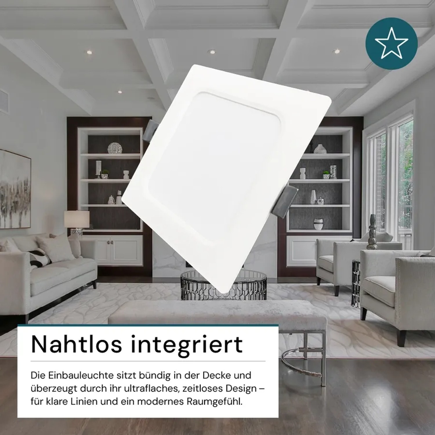 LUXULA LED Einbauleuchte 24W IP44-Geschützt 2400lm Lichtfarbe Einstellbar CCT 295x29mm Einbaustrahler Deckenspot Eckig Weiß_5