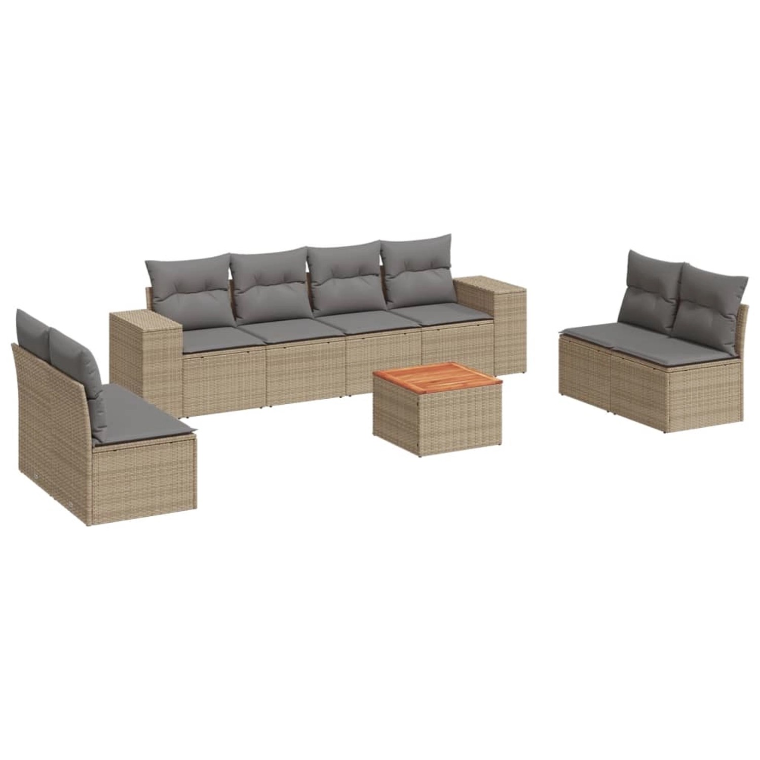 vidaXL 9-Tlg Garten-Sofagarnitur mit Kissen Beige Poly Rattan 3257739 günstig online kaufen