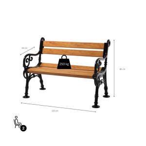 PROREGAL Gartenbank Curacao 2-Sitzer Holzoptik HxBxT 85x115x60cm Witterungs- & UV-beständiger Kunststoff Sitzbank