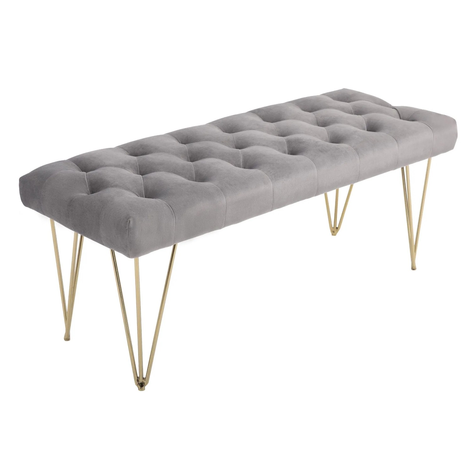HOMCOM Sitzbank mit Samtoptik für Schlafzimmer Metall Grau 116 x 44 5 x 49 cm