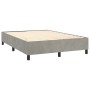Hellgraues vidaXL Boxspringbett 140x200 cm mit Samtbezug und Lattenrost.