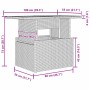 Skizze der Maße des schwarzen vidaXL Garten-Bar-Sets aus Polyrattan, Teil der Gartenmöbel.