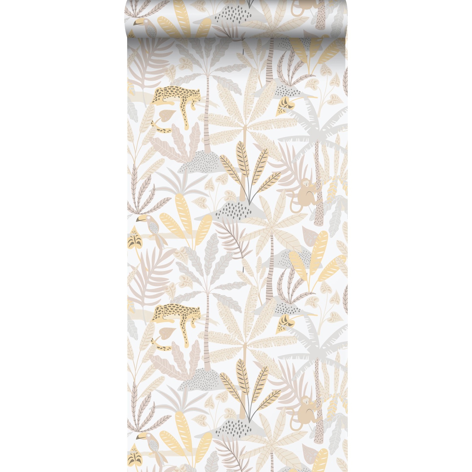 Sanders & Sanders Tapete Dschungeltiere Beige Grau und Weiß 53 cm x 10.05 m günstig online kaufen