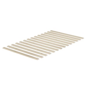 Stabiler Lattenrollrost aus hellem Fichten-/Tannenholz mit 14 verbundenen Holzleisten, 140 cm breit.