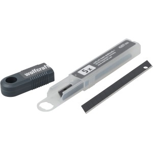 wolfcraft 5 Profi-Sharp-Abbrechklingen, 9 mm, schwarz, im Set mit Aufbewahrungsbox.
