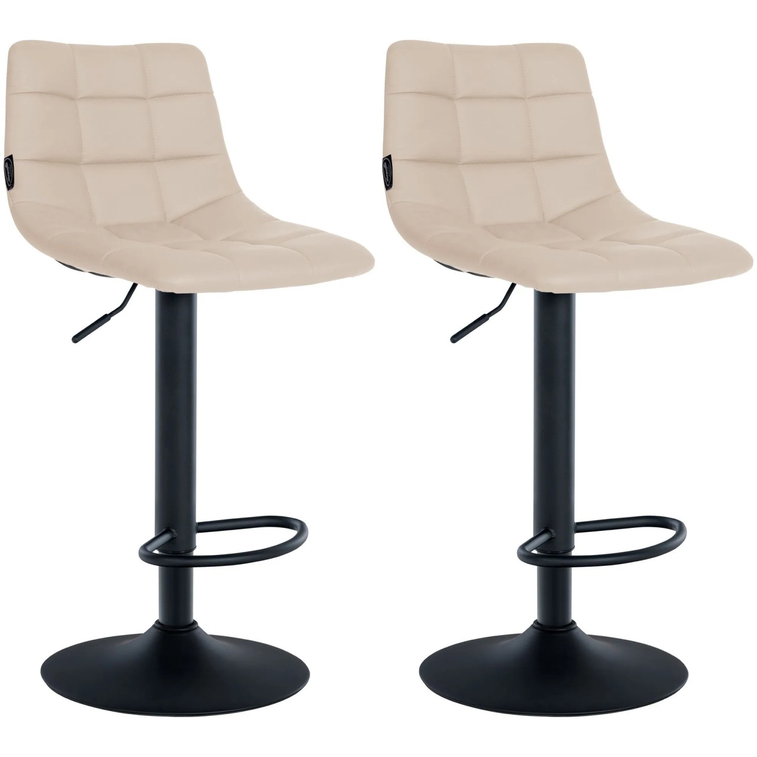 DELUKE Barhocker 2er Set DUBAI Creme Kunstleder Schwarz Barstuhl Mit Lehne Tresenhocker Tresenstuhl