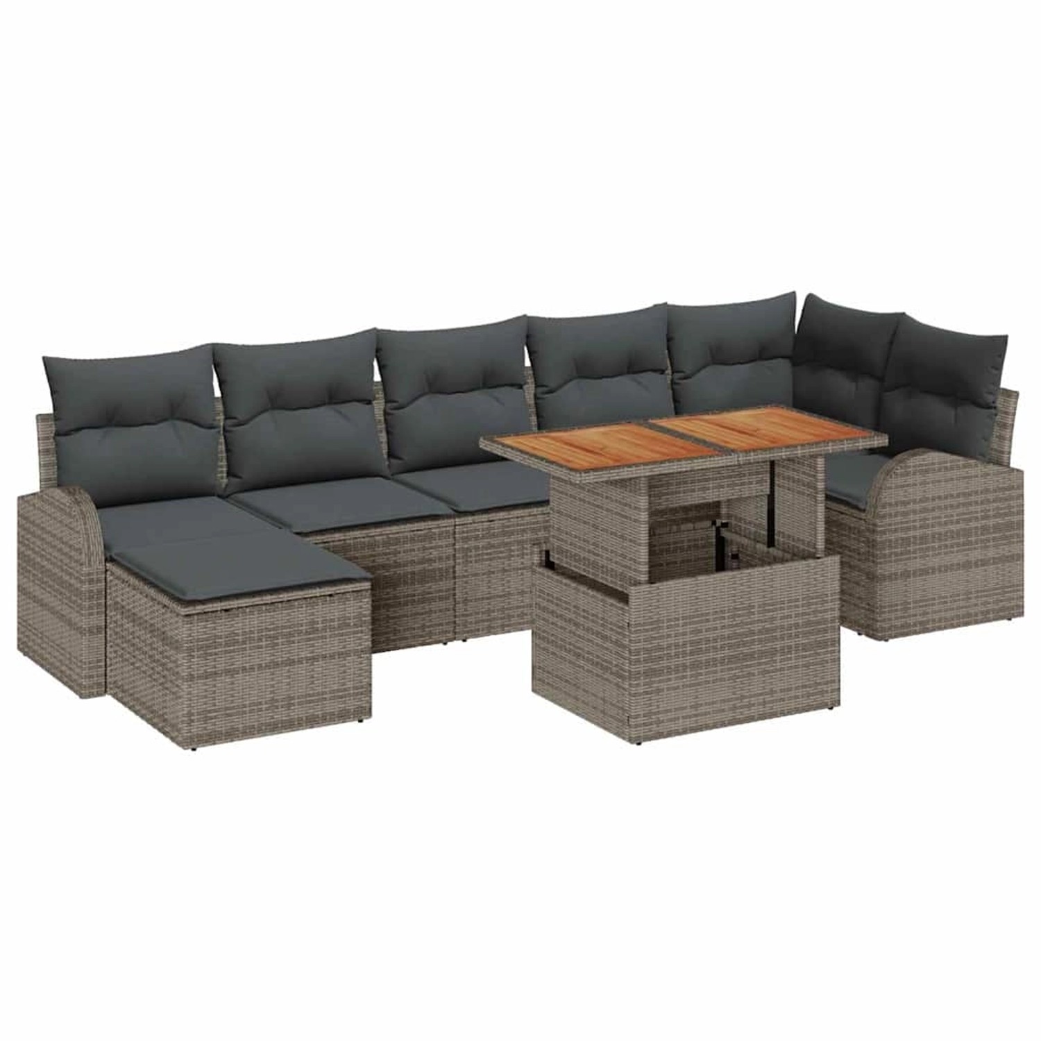 vidaXL Garten-Sofa-Set mit Speicher 8-Tlg Grau Poly Rattan 3358351 günstig online kaufen