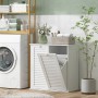 HOMCOM Wäscheschrank mit zwei Wäschekörben aus MDF in Weiß. Badregal mit Lamellentüren.