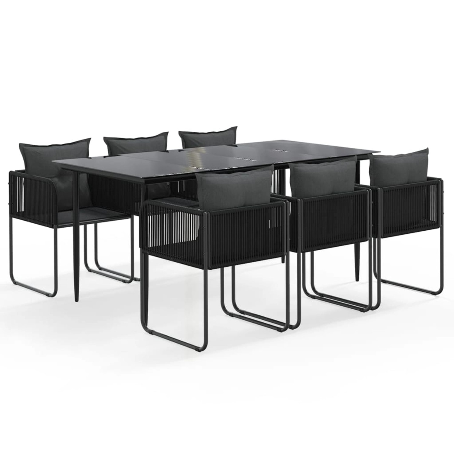 vidaXL 7-Tlg Garten-Essgruppe Schwarz 3156501 günstig online kaufen