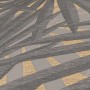 Graue Vliestapete mit floralem Muster und goldenen Akzenten. Dekorative Tapete für modernes Wanddesign.
