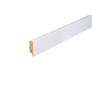 Weiße Kosche Sockelleiste Topline, 16x58x250 cm, 10er Pack. MDF foliert für Wand- und Bodenabschluss.