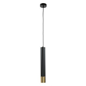 Licht-Erlebnisse Pendelleuchte Metall Schmal GU10 Ø 8 cm In Schwarz Gold Höhenverstellbar