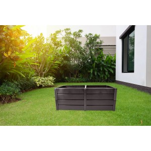 KHW Hochbeet Demeter XL, anthrazitfarbenes Kunststoff-Hochbeet im Garten.