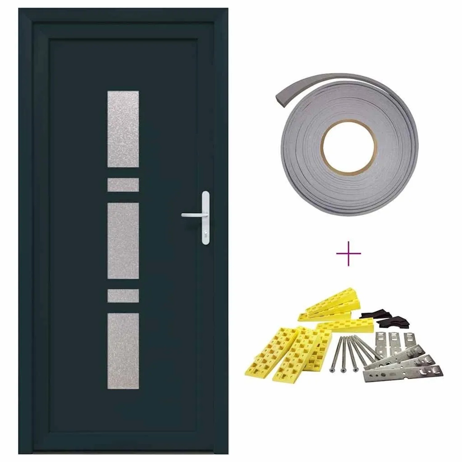 vidaXL Haustür Anthrazit PVC 3385821 günstig online kaufen