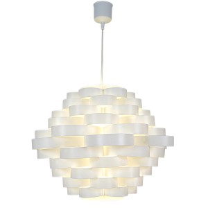 Weiße Näve Pendelleuchte mit modernem Design, bestehend aus Kunststoffelementen.