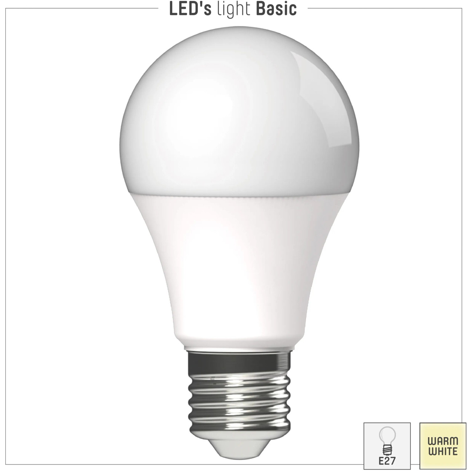 E27 LED Leuchtmittel in Glühlampenform, 8,5 W, warmweißes Licht.
