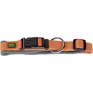 Hunter Neopren Hundehalsband Vario Plus, Größe L, Kupfer-Grau. Gepolstertes, verstellbares Halsband für Hunde.