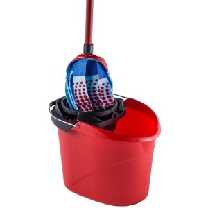 Vileda SuperMocio Eimer mit PowerPress für Wischmopp, rot.