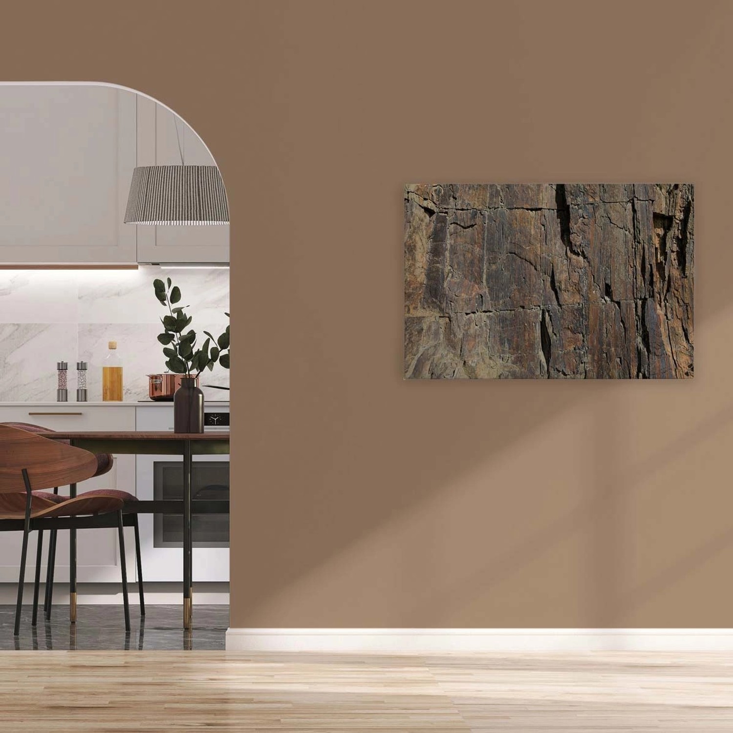 Bricoflor Bild Mit Felsen 3D Effekt Leinwandbild Grau Braun 90 X 60 Cm Für Wohnzimmer Und Schlafzimmer Leinwand In Stein