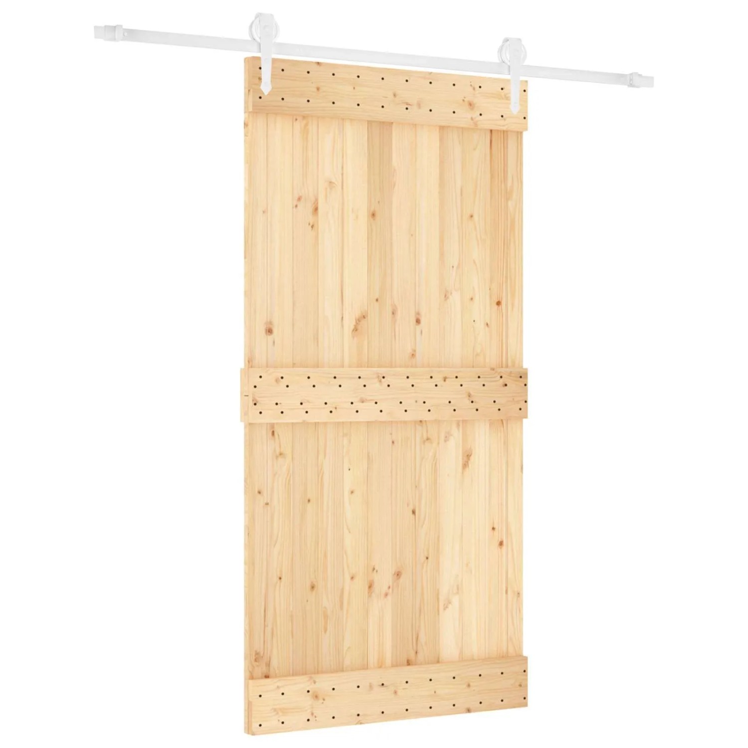 vidaXL Schiebetür Natur und Weiß 100 x 210 cm Massivkiefer 3445181