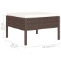 Brauner vidaXL Hocker aus Rattan mit cremefarbenem Kissen, Teil des Garten-Lounge-Sets.