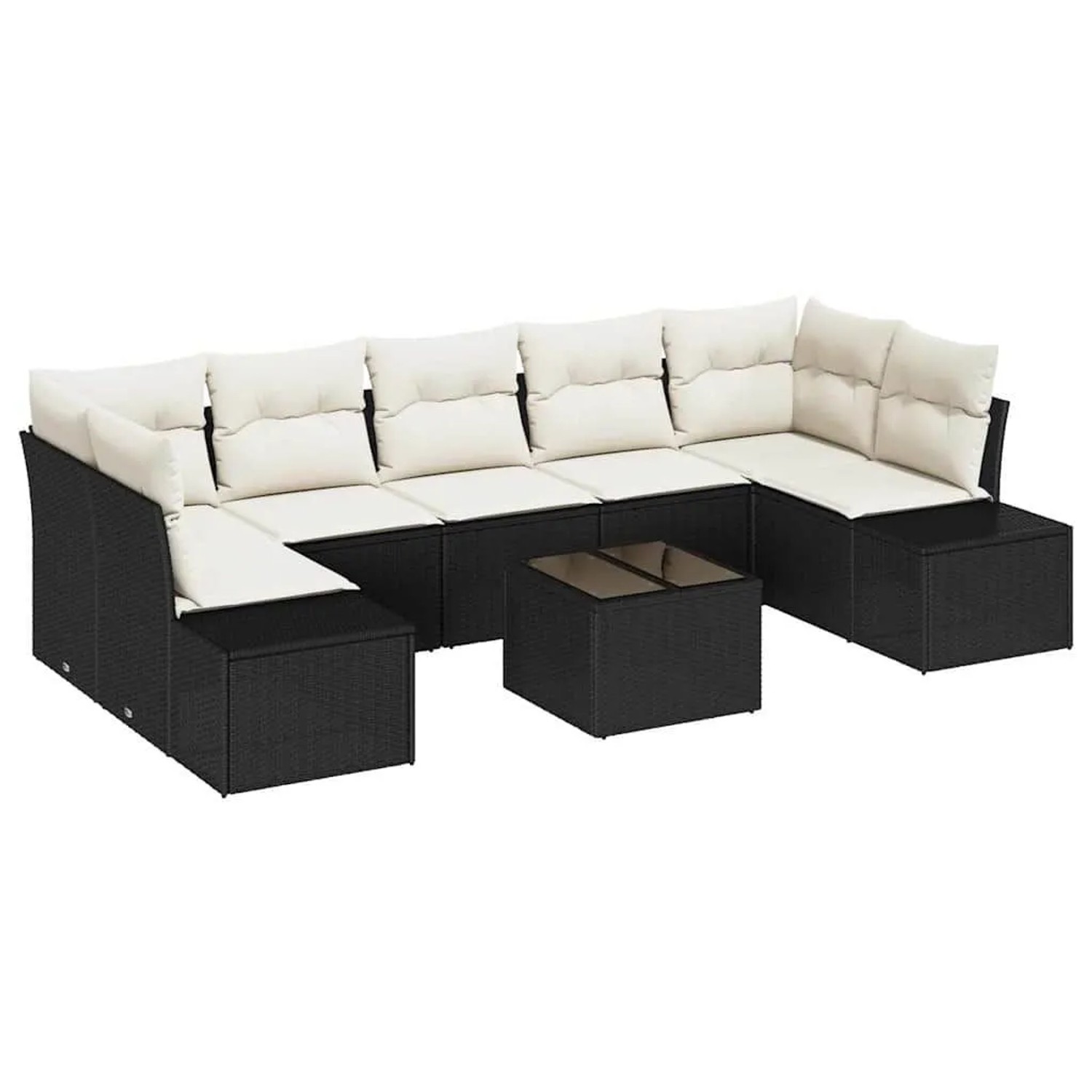 vidaXL Gartensofa-set mit Kissen 8-Tlg Schwarz und Creme Poly-Rattan 335564 günstig online kaufen