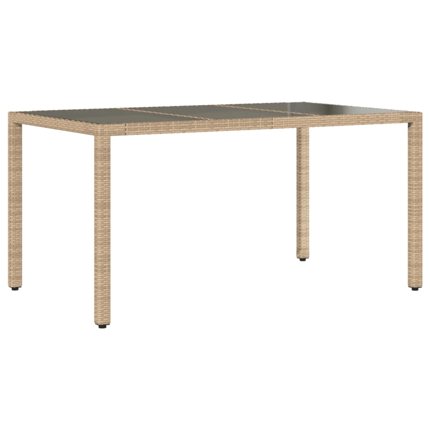 vidaXL Gartentisch mit Glasplatte Beige 150x90x75 cm Poly Rattan 365533 günstig online kaufen