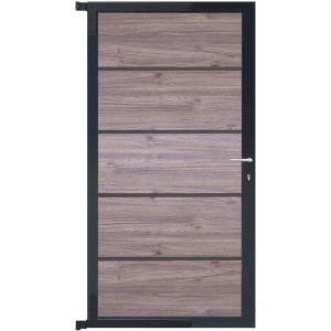 T&J Farö Tor für Sichtschutzzaun, Esche-grau/Anthrazit, 90x175cm.